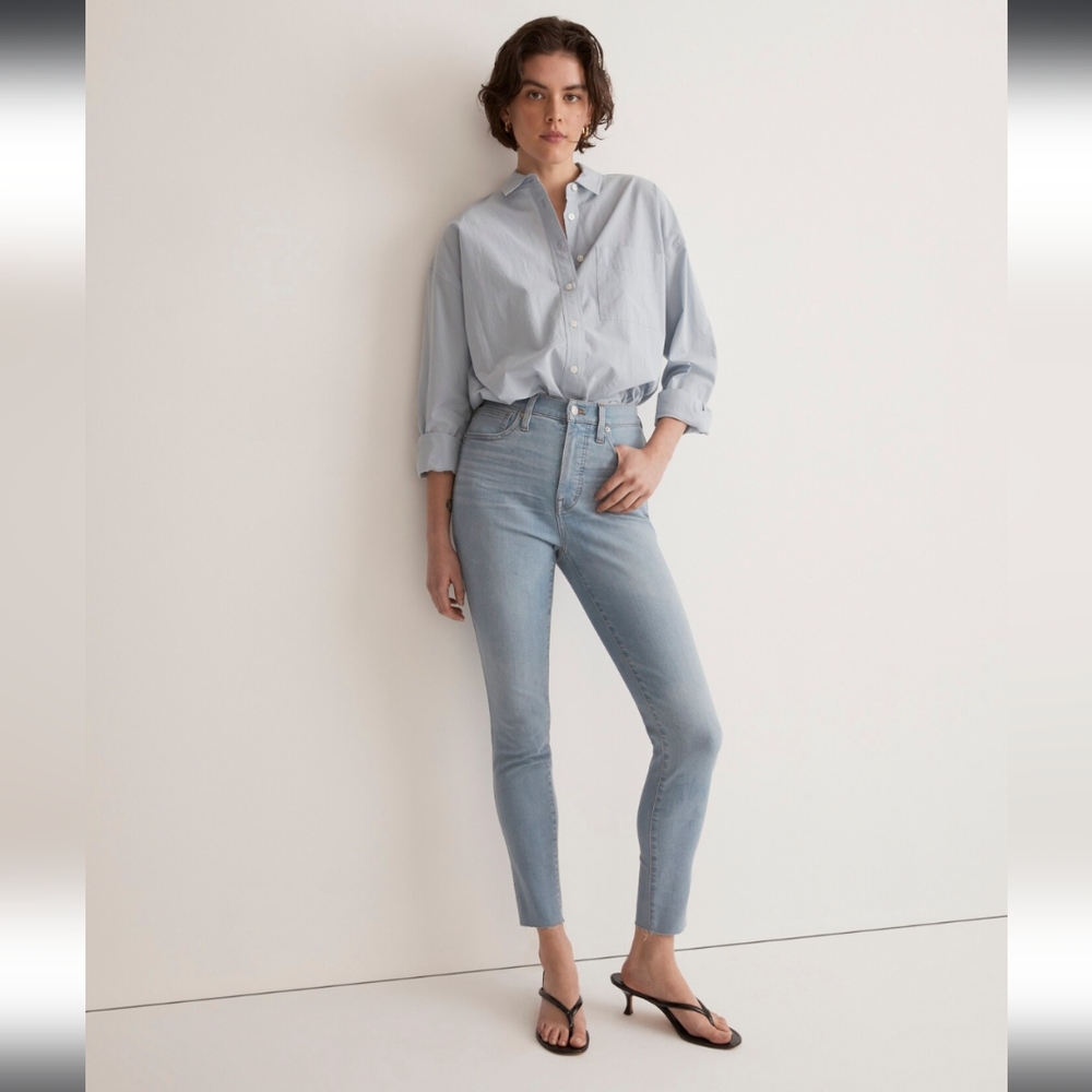 Madewell Women's 10" High-Rise Skinny Crop Jeans in Light Blue Size 26
